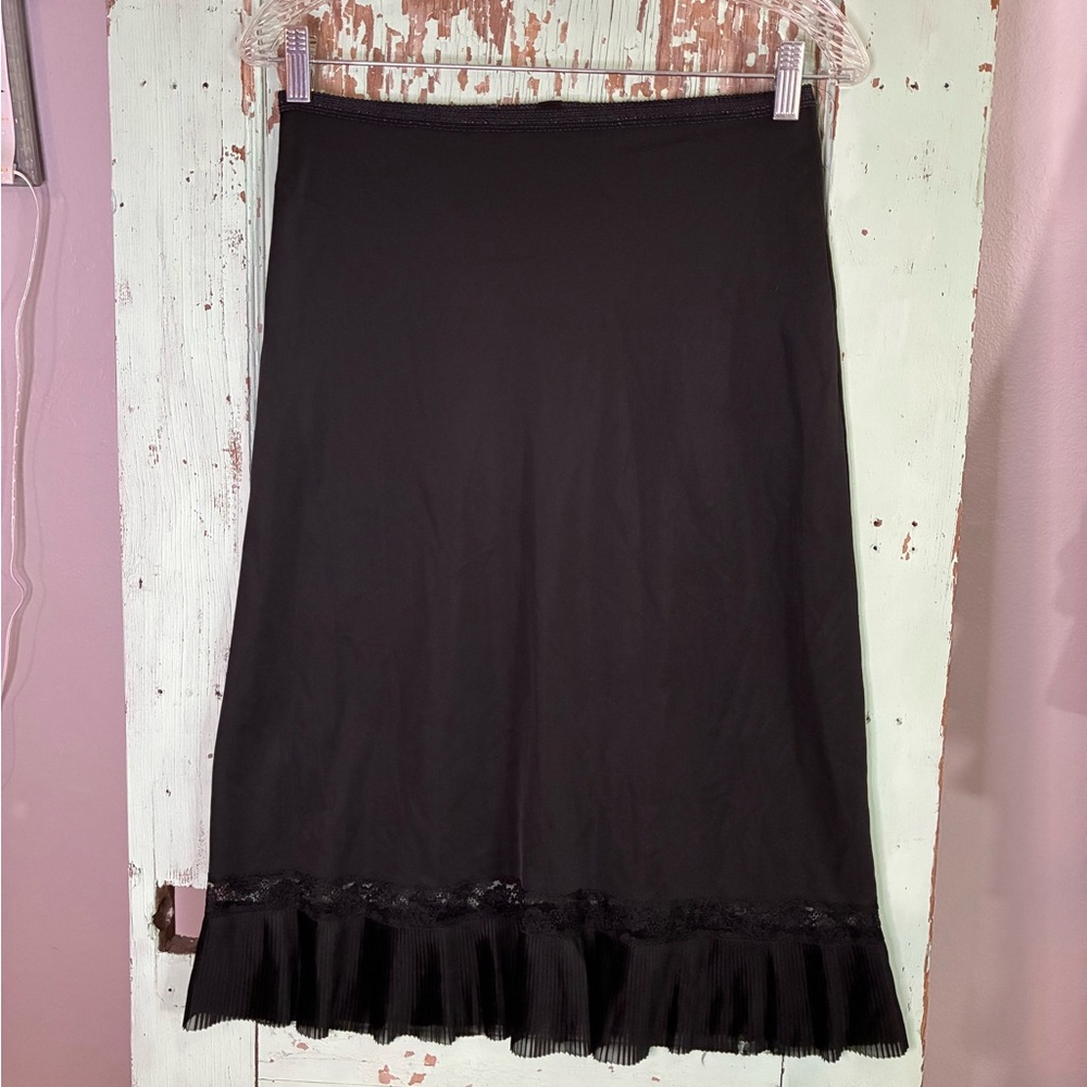 Luxie Black Chemise with Lace Hem